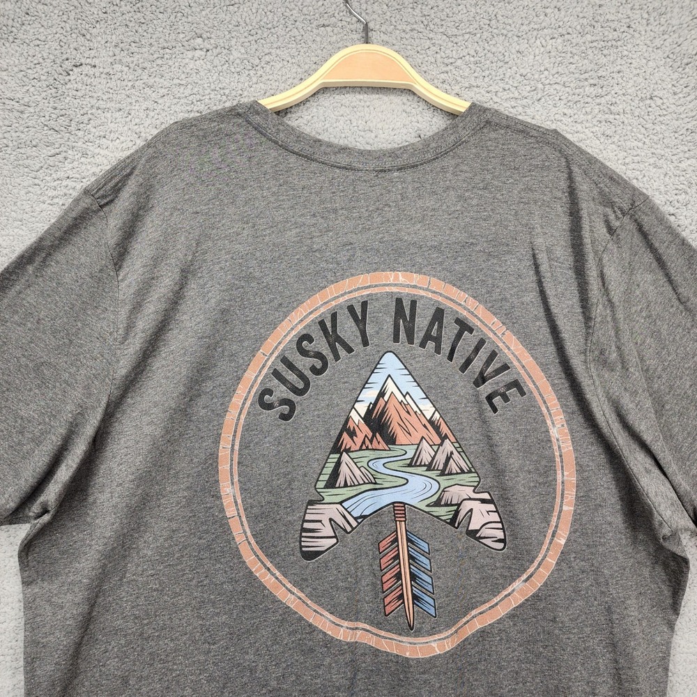 Susky Native Arrow Mountains Graphic‎ T Shirt Mens 3XL Gray Bella Canvas